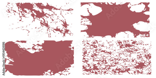 Set of distressed grunge texture overlays for vintage design, rough weathered grain vector effects