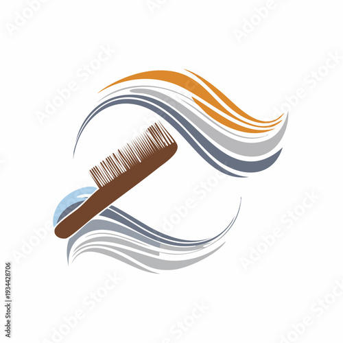 Comb with Abstract Waves Representing Hair Care and Styling