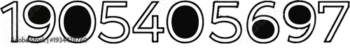 Stylized numbers 1905405697 with circles in the zeros