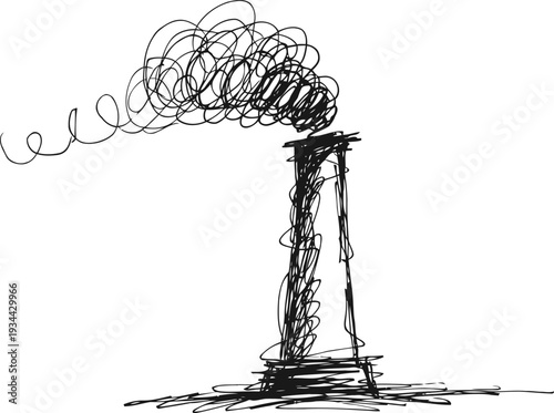 factory smokestack emitting thick black smoke symbolizing industrial pollution and environmental impact
