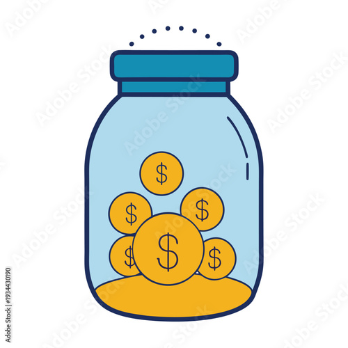 Cartoon cloud of coins raining down illustration