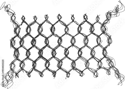 Black tangled wire mesh grid abstract background with uneven rough edges