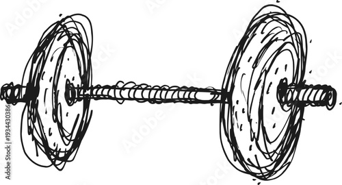 hand drawn barbell with weight plates fitness gym equipment for strength training and bodybuilding