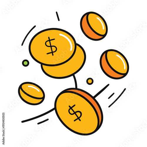 Crypto and cash handshake doodle design