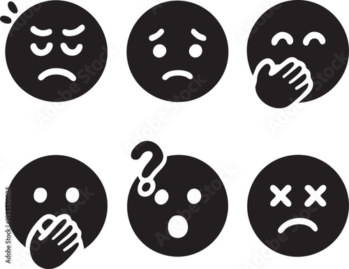 ミニマルな日本風禅絵文字フェイス
