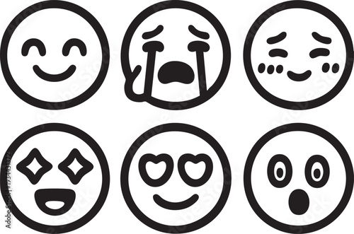 ミニマルな日本風禅絵文字フェイス
