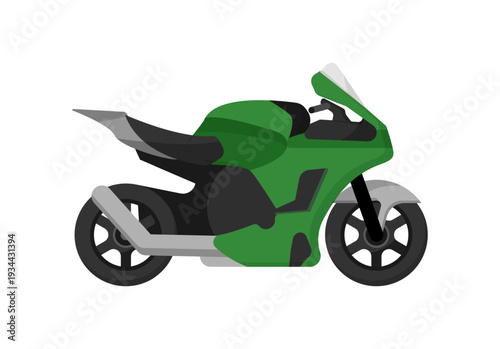 Vector illustration of a green sport motorcycle.