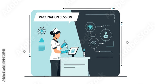 Nurse Administering Vaccine with Digital Health Interface