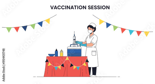 Nurse Administering Vaccine with Festive Decorations