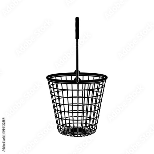 Silhouette of a Tennis Ball Hopper Basket, Wire Frame Collector for Sports Coaching and Training
