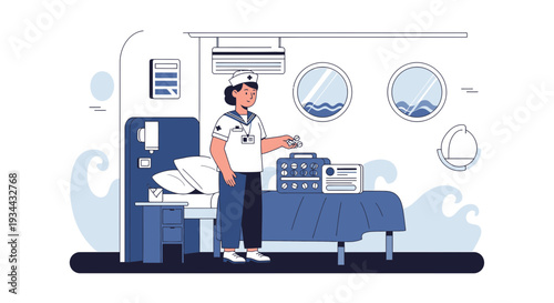 Nurse in Hospital Room Performing Medical Procedure