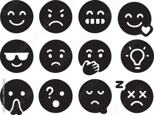 ミニマルな日本風禅絵文字フェイス
