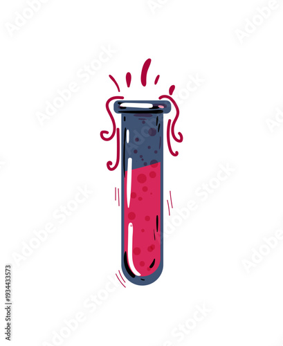 Vector illustration of a test tube with red liquid.