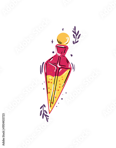 Vector illustration of a geometric shaped potion bottle.