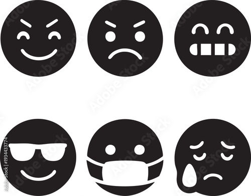 ミニマルな日本風禅絵文字フェイス
