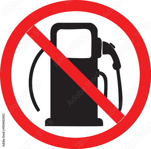 Prohibition sign indicating no fueling allowed at the pump station clearly visible