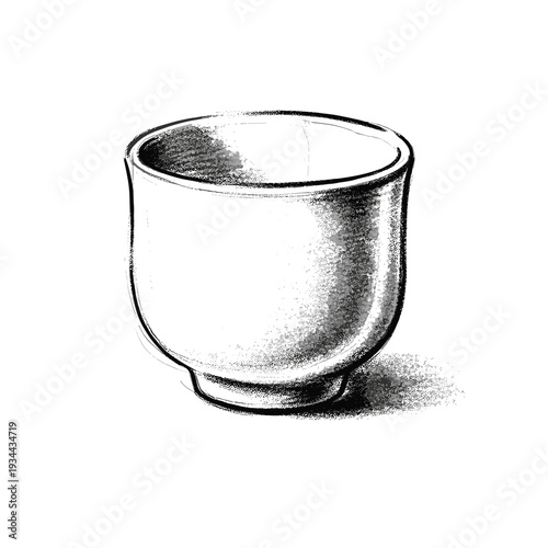 Minimalist sketch of a ceramic cup with a simple design