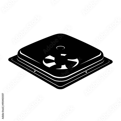 Silhouette of a Camper Van Ventilation Roof Fan, Square Dome Hatch for RV Airflow and Comfort