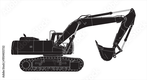 Excavator Blueprint – Construction Machinery CAD Technical Drawing