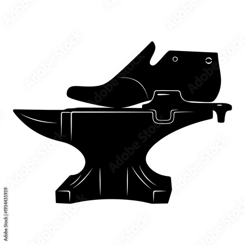 Silhouette of a Cobbler Anvil, Cast Iron Shoe Last for Traditional Shoemaking and Repair