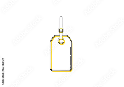 Blank Luggage Tag With Ring Attachment And Outline Detail Isolated On White Background For Design Element