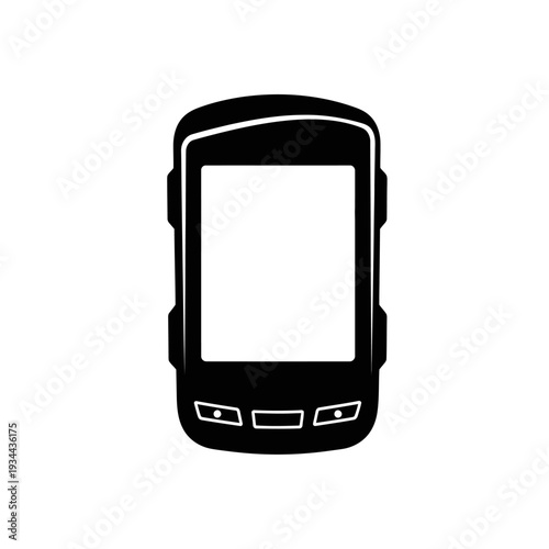 Silhouette of a Cycling Computer, GPS Head Unit Screen for Ride Tracking and Performance