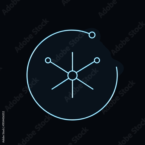 Abstract glowing blue network hub with radiating connections and data points on a dark background, symbolizing technology and communication.