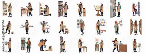 Customers exploring vegan cookbooks and healthy lifestyle books in a modern bookstore or library, promoting mindful reading.