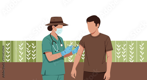 Nurse Administering Injection to Patient for Vaccination or Treatment