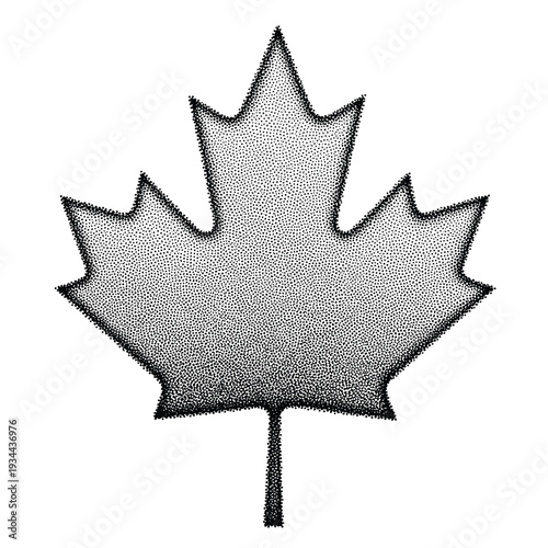 Canadian maple leaf symbol rendered in stippling dot art technique