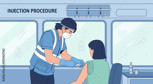 Nurse Administering Injection to Patient in Mobile Clinic