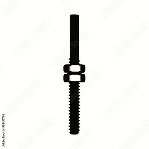 Lead Screw With Brass Nut Threaded Rod Black Vector Silhouette for Z Axis Movement and 3D Printer Mechanics