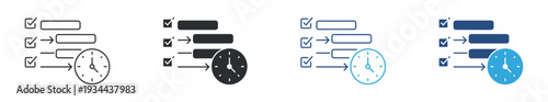 Task Management Icon Set, Workflow Checklist, Project Deadline Symbol, Vector Illustration