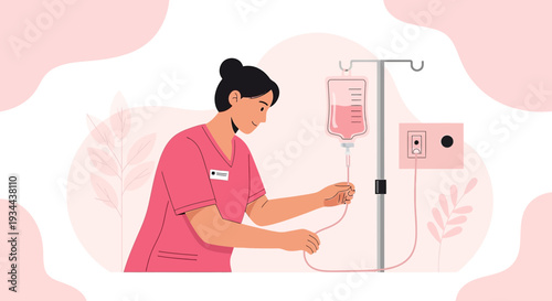 Nurse Administering IV Drip Treatment for Patient Care and Health