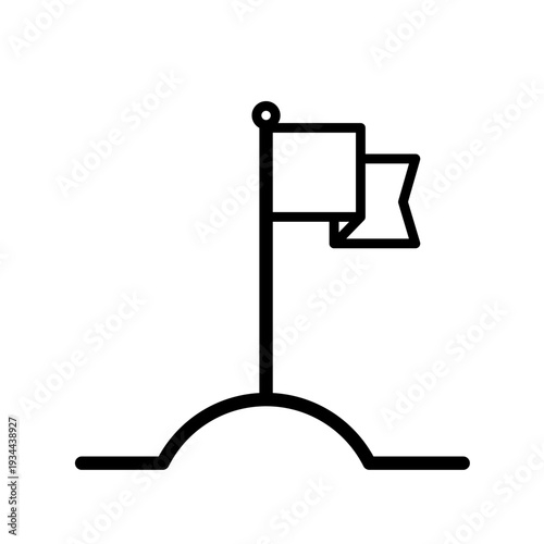 Flag on a hill representing goal and achievement vector icon