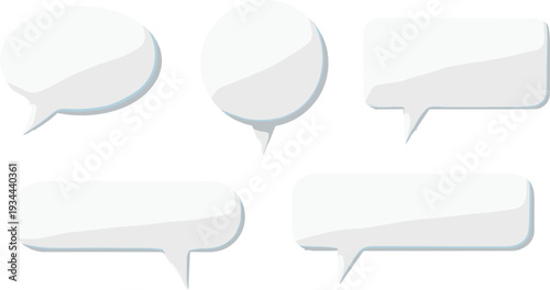 Blank speech bubble icons collection white chat dialog vector set