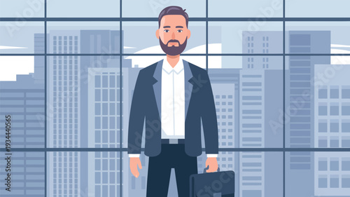 businessman in front of building