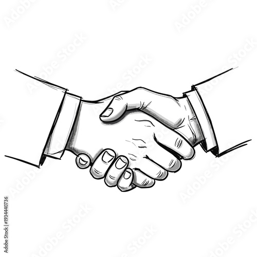 Handshake between two business professionals in a sketch style