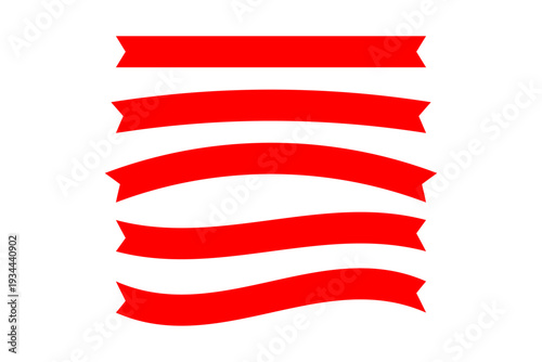 赤いリボンバナーセット 波形見出し装飾素材 コピースペース背景イラスト