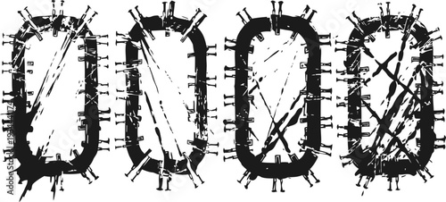 grunge numbers zero set with distressed and splattered ink urban rough textured digits collection