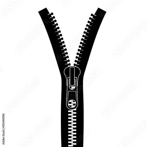 Closed Zipper Metal Teeth Silhouette for Clothing Fastener and Garment Closure Concepts