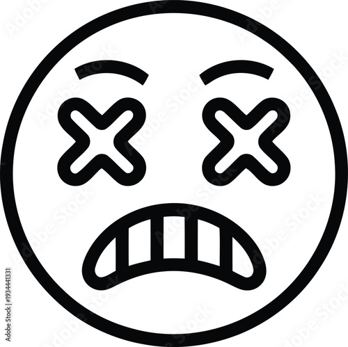 A distressed face with crossed-out eyes and an open mouth expressing extreme frustration or anger Vector