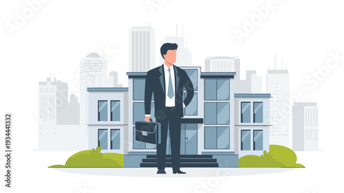 business man and city