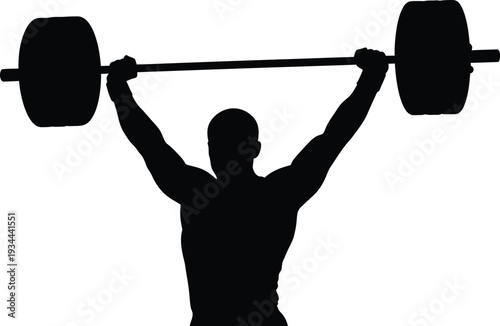 Weightlifter in action silhouette