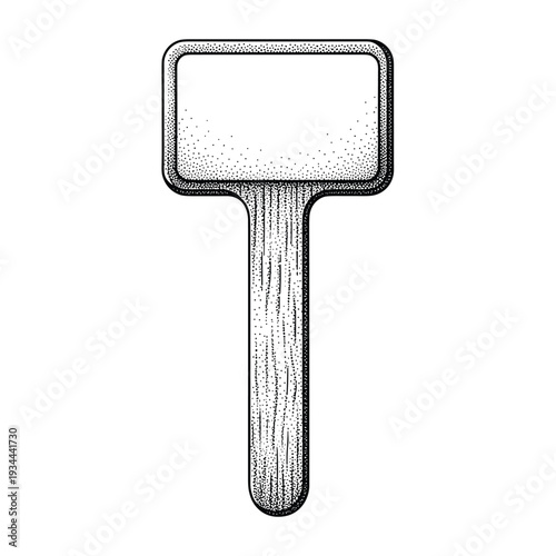 Hand-drawn empty signboard with wooden handle illustration