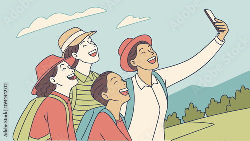 Beach Hat and Sunglasses on Sun Lounger in Relaxing Tropical Paradise with Calming Blue Hues and Digital Illustration Style for Travel Advertising