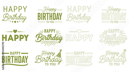Happy birthday wishes collection typography text design