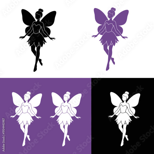 Fairy Silhouette Set – Magical Flying Pixie Vector Illustration Collection