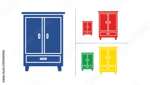 Colorful lockers arranged in a simple layout