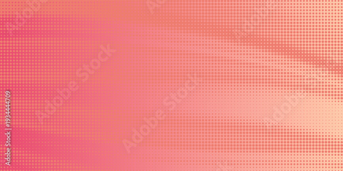 Pink  orange red polka dots gradient halftone background. Pop art cartoon dot texture with comic graphic design, Horizontal abstract pattern wall. vector modern